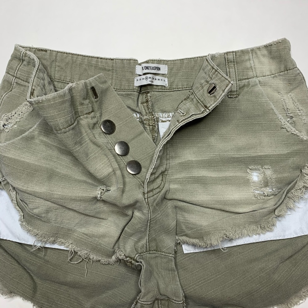 One Teaspoon Military Green Relaxed Fit Shorts